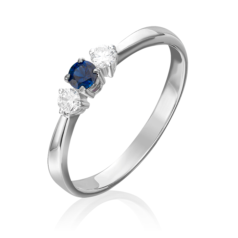 Кольцо из белого золота с сапфиром и бриллиантами 01-0428-00-105-1120-30