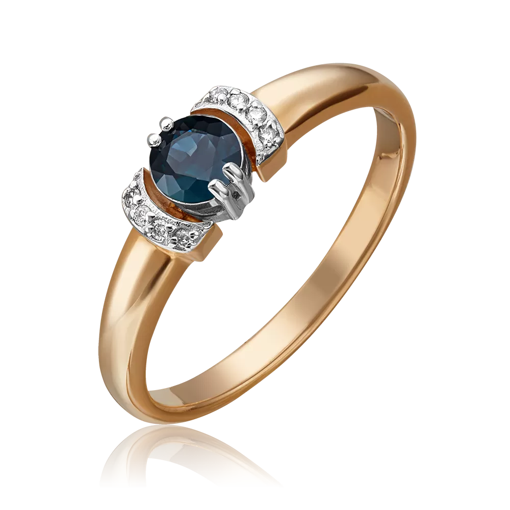Кольцо из комбинированного золота с сапфиром и бриллиантами 01-0445-00-105-1111-30