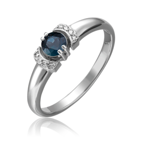 Кольцо из белого золота с сапфиром и бриллиантами 01-0446-00-105-1120-30