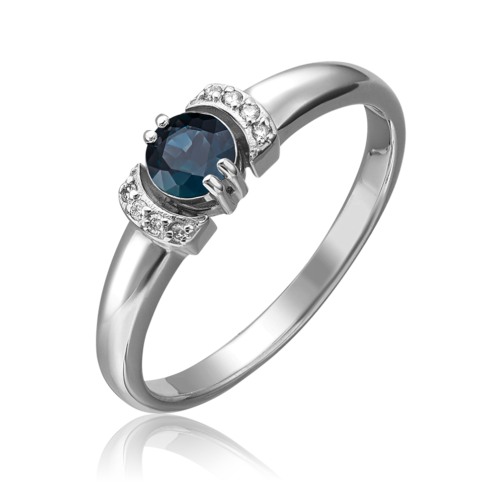 Кольцо из белого золота с сапфиром и бриллиантами 01-0446-00-105-1120-30