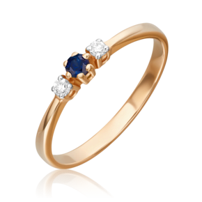 Кольцо из красного золота с сапфиром и бриллиантами 01-0459-00-105-1110-30