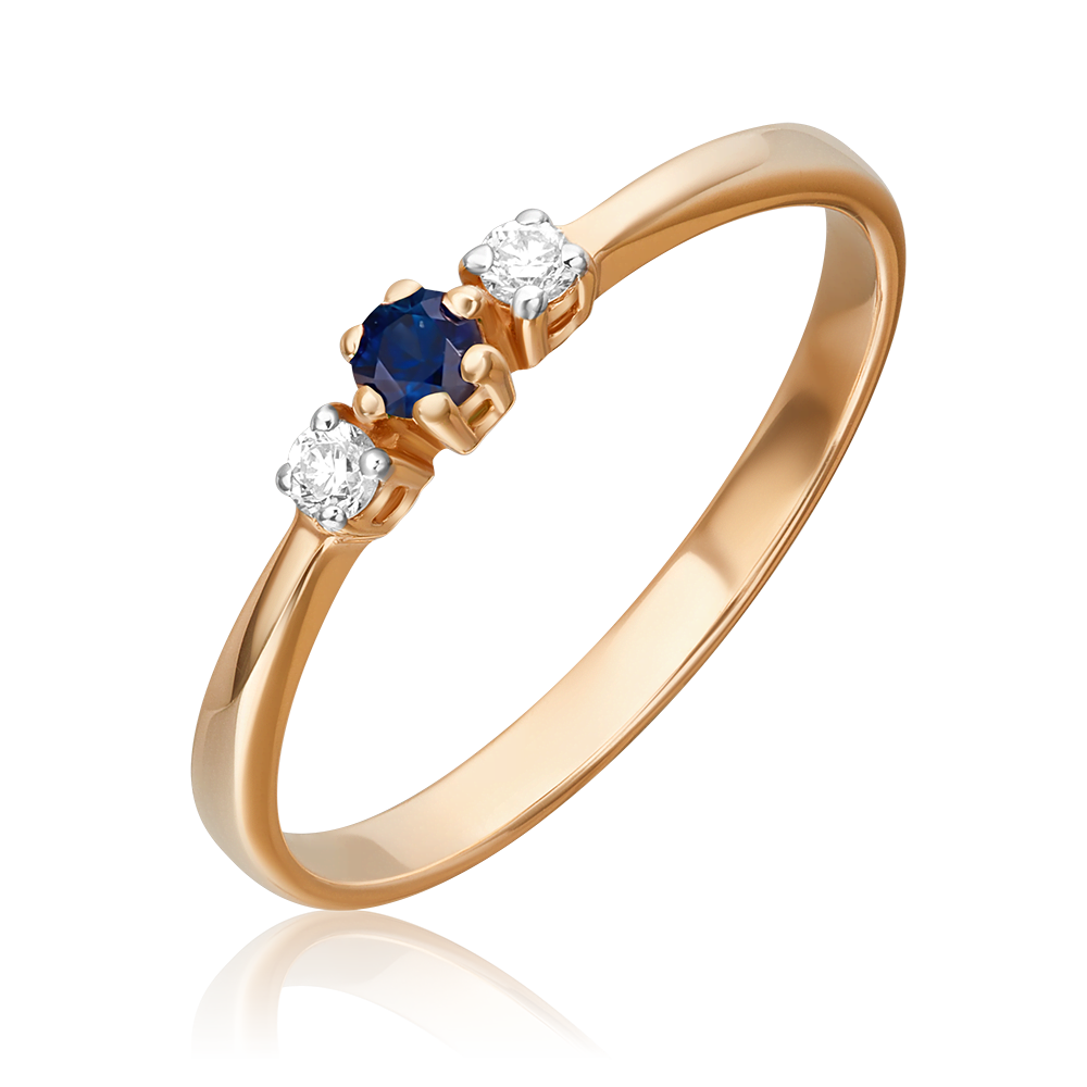 Кольцо из красного золота с сапфиром и бриллиантами 01-0459-00-105-1110-30