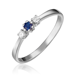 Кольцо из белого золота с сапфиром и бриллиантами 01-0460-00-105-1120-30
