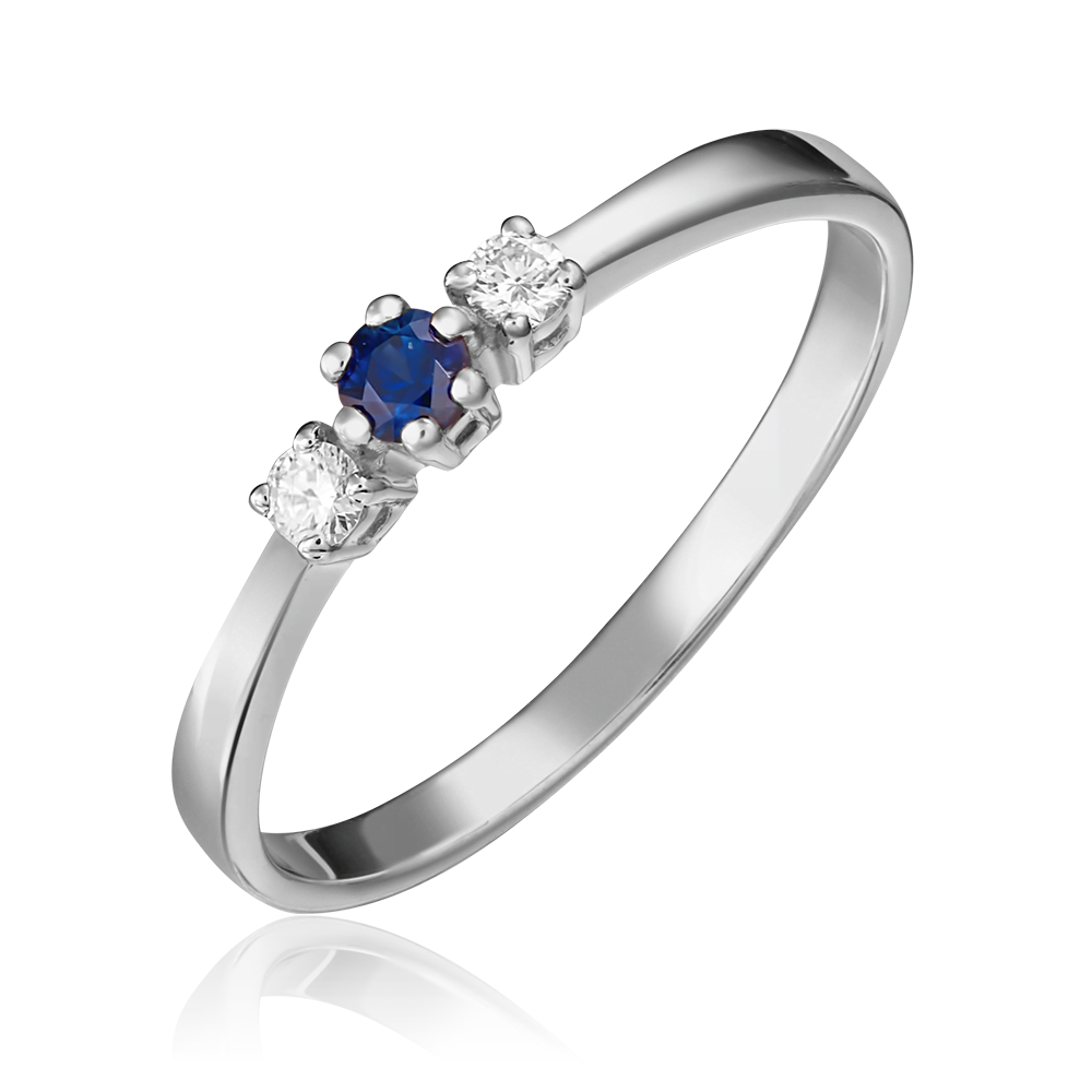 Кольцо из белого золота с сапфиром и бриллиантами 01-0460-00-105-1120-30