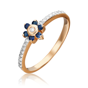 Кольцо из красного золота с бриллиантами и сапфирами 01-0463-00-105-1110-30