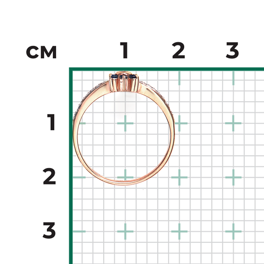 Кольцо из красного золота с бриллиантами и сапфирами 01-0463-00-105-1110-30