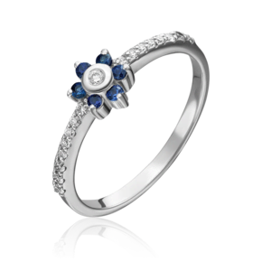 Кольцо из белого золота с бриллиантами и сапфирами 01-0464-00-105-1120-30