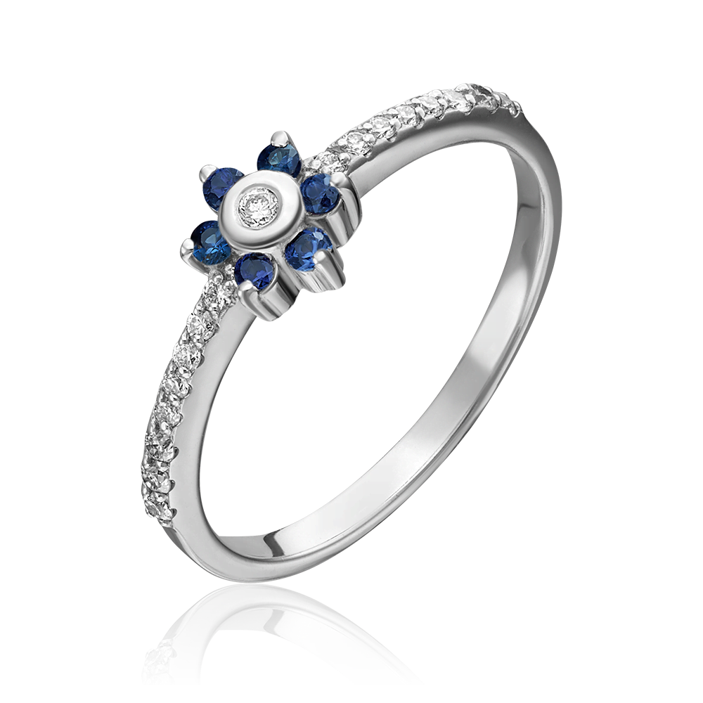 Кольцо из белого золота с бриллиантами и сапфирами 01-0464-00-105-1120-30