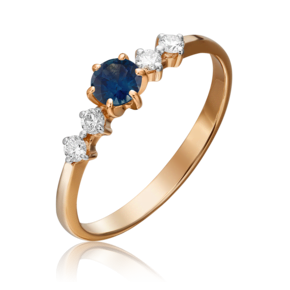 Кольцо из красного золота с сапфиром и бриллиантами 01-0465-00-105-1110-30