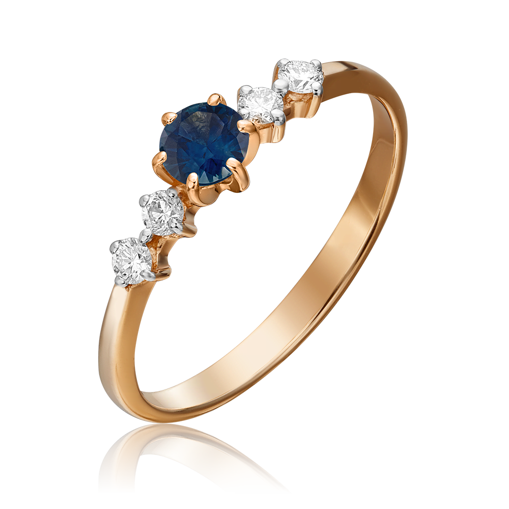 Кольцо из красного золота с сапфиром и бриллиантами 01-0465-00-105-1110-30