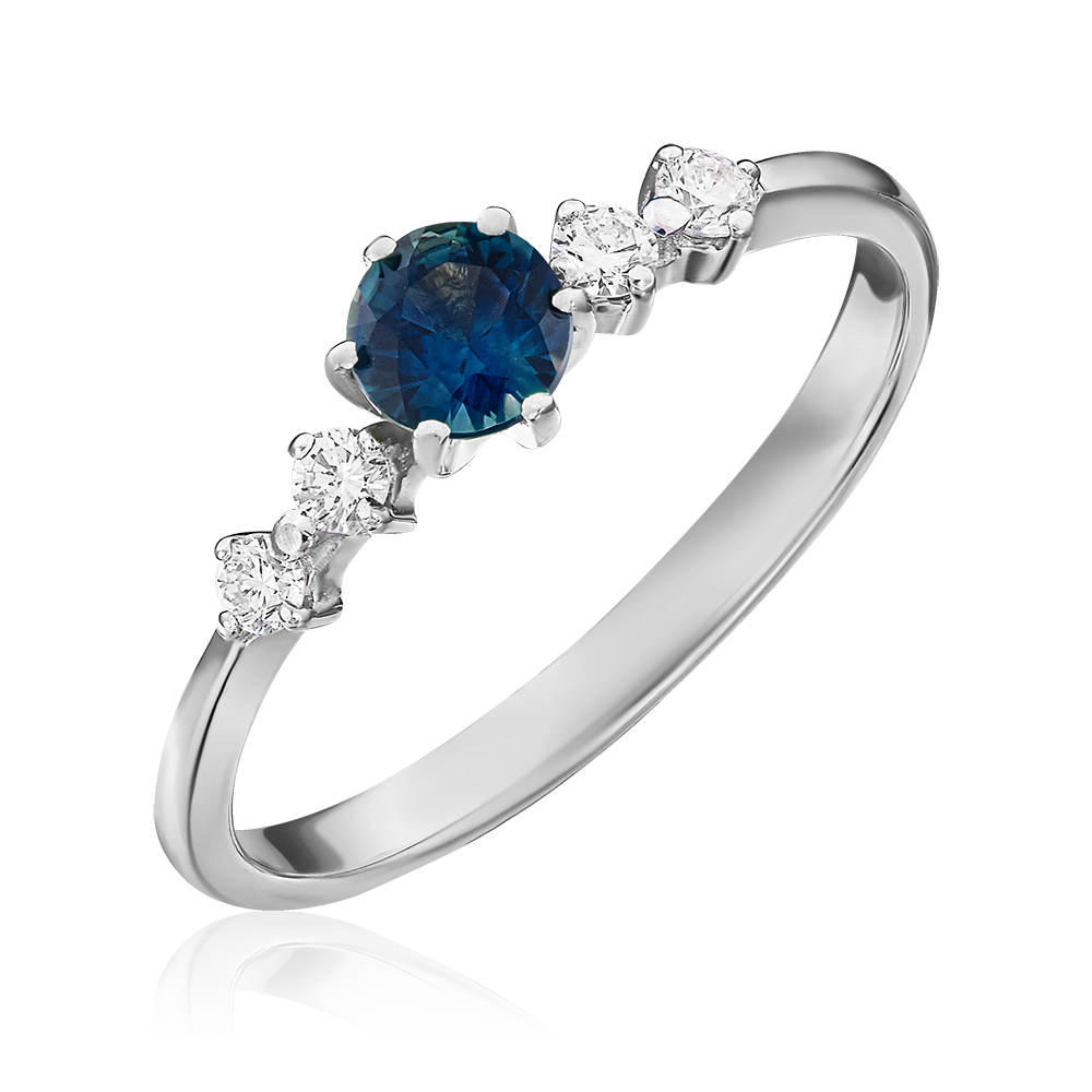 Кольцо из белого золота с сапфиром и бриллиантами 01-0466-00-105-1120-30