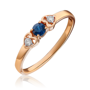 Кольцо из красного золота с сапфиром и бриллиантами 01-0471-00-105-1110-30