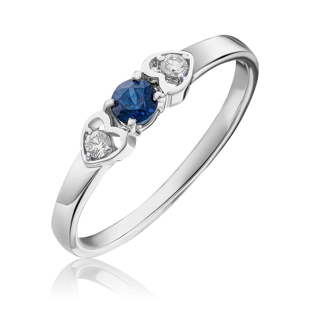 Кольцо из белого золота с сапфиром и бриллиантами 01-0472-00-105-1120-30