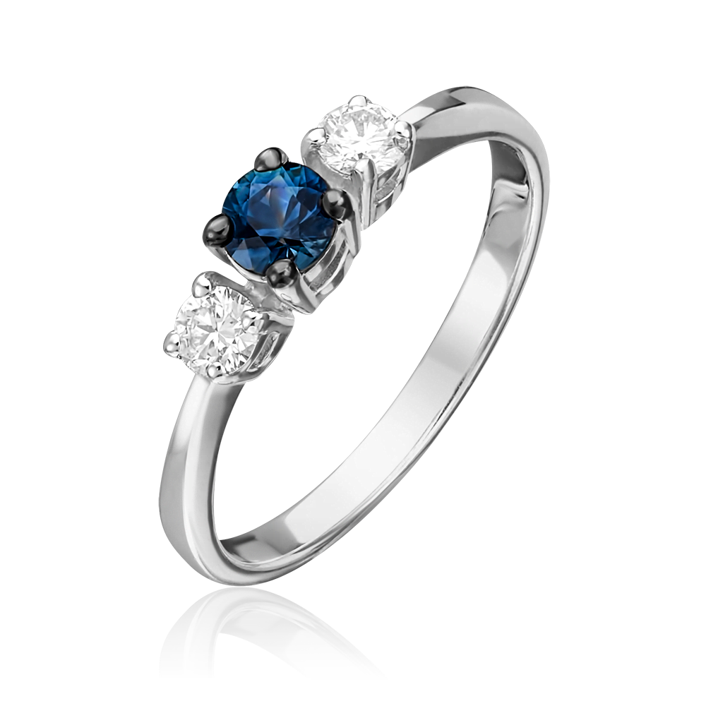Кольцо из белого золота с сапфиром и бриллиантами 01-0478-00-105-1120-30