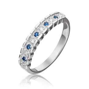 Кольцо из белого золота с бриллиантами и сапфирами 01-0480-00-105-1120-30