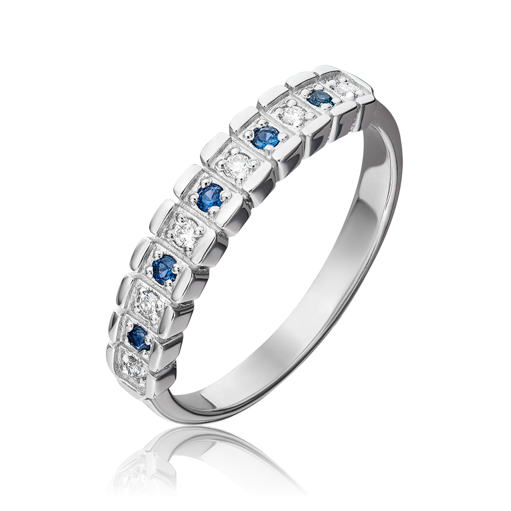 Кольцо из белого золота с бриллиантами и сапфирами 01-0480-00-105-1120-30