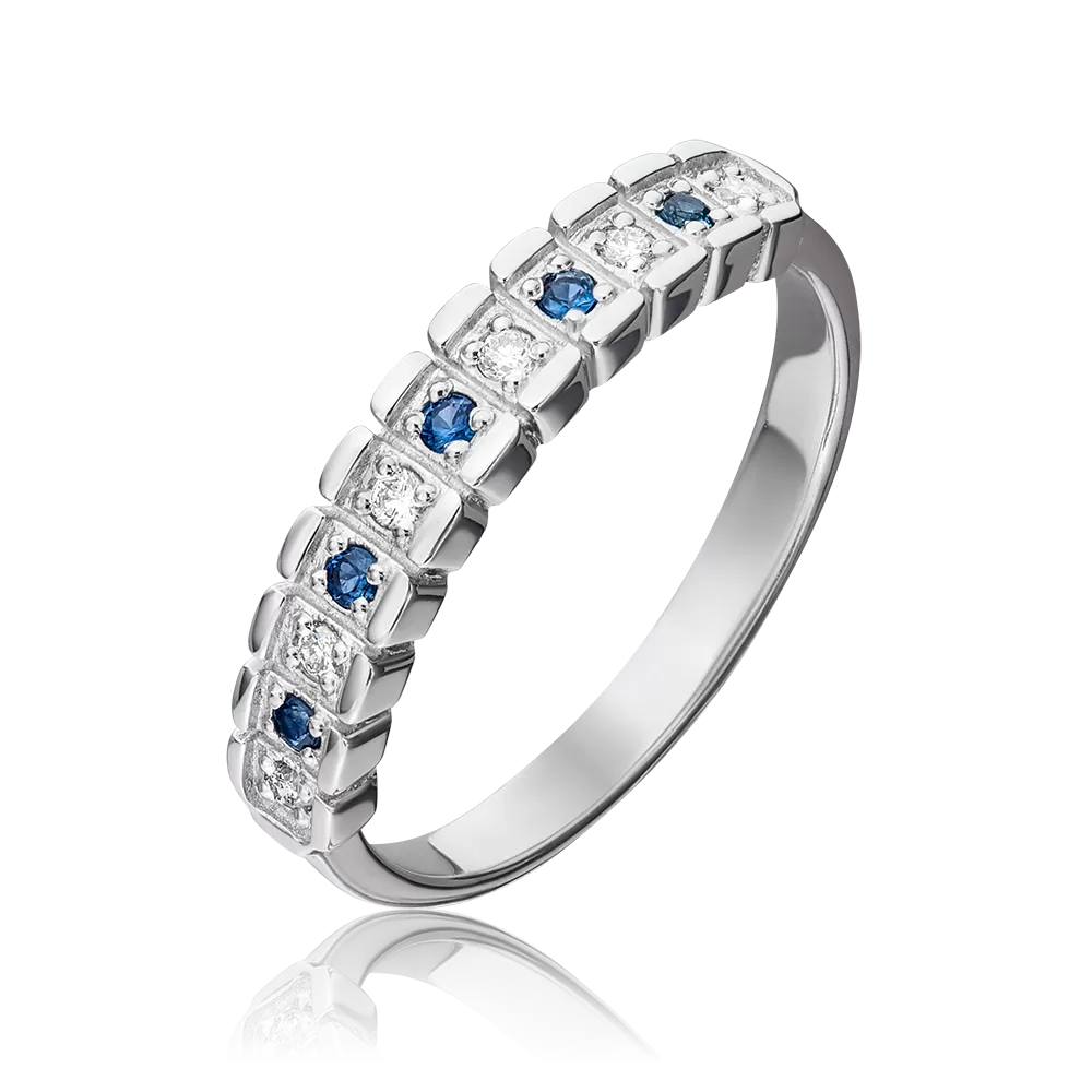 Кольцо из белого золота с бриллиантами и сапфирами 01-0480-00-105-1120-30