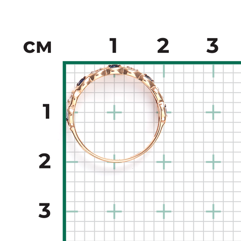 Кольцо из красного золота с бриллиантами и сапфирами 01-0485-00-105-1110-30