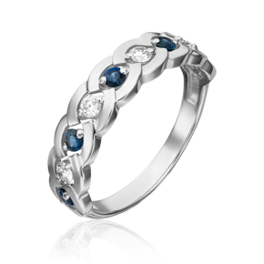 Кольцо из белого золота с бриллиантами и сапфирами 01-0486-00-105-1120-30