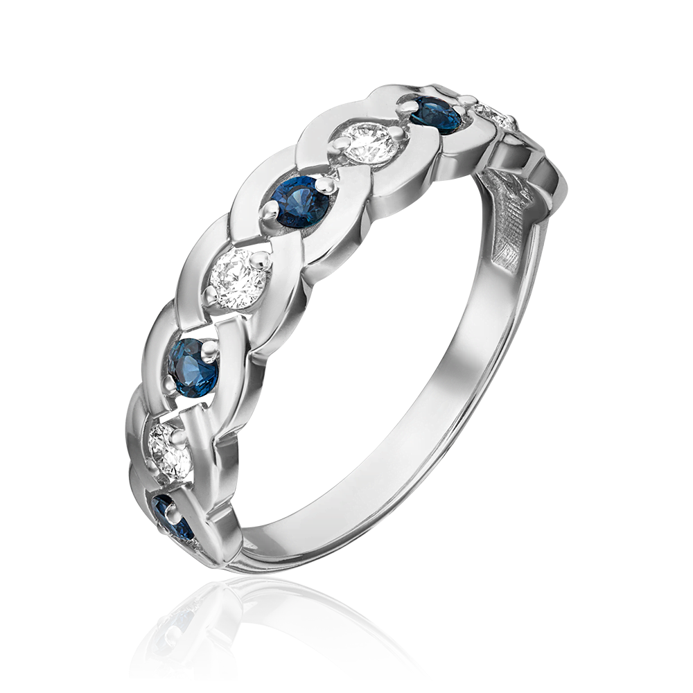 Кольцо из белого золота с бриллиантами и сапфирами 01-0486-00-105-1120-30