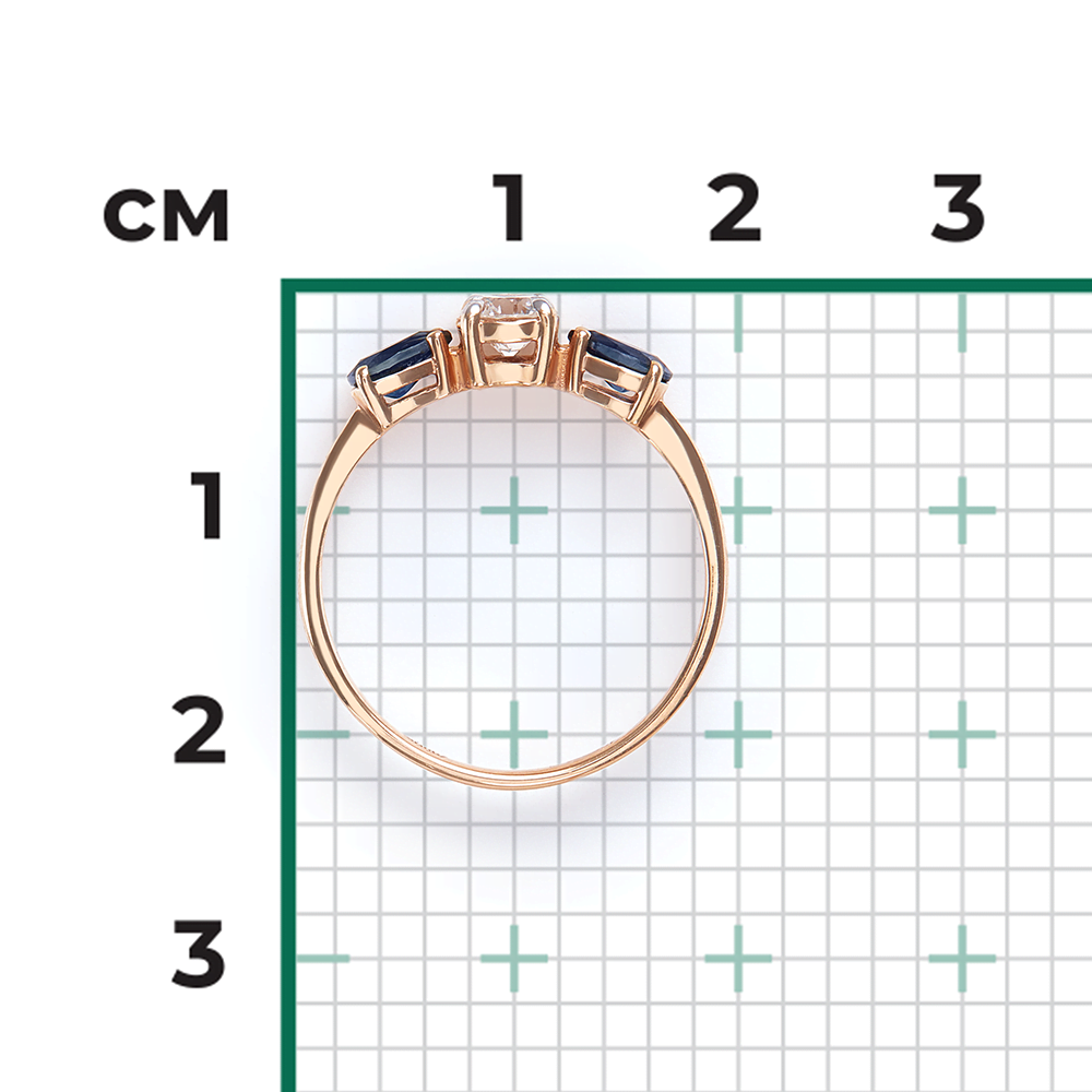 Кольцо из красного золота с сапфирами и бриллиантом 01-0489-00-105-1110-30