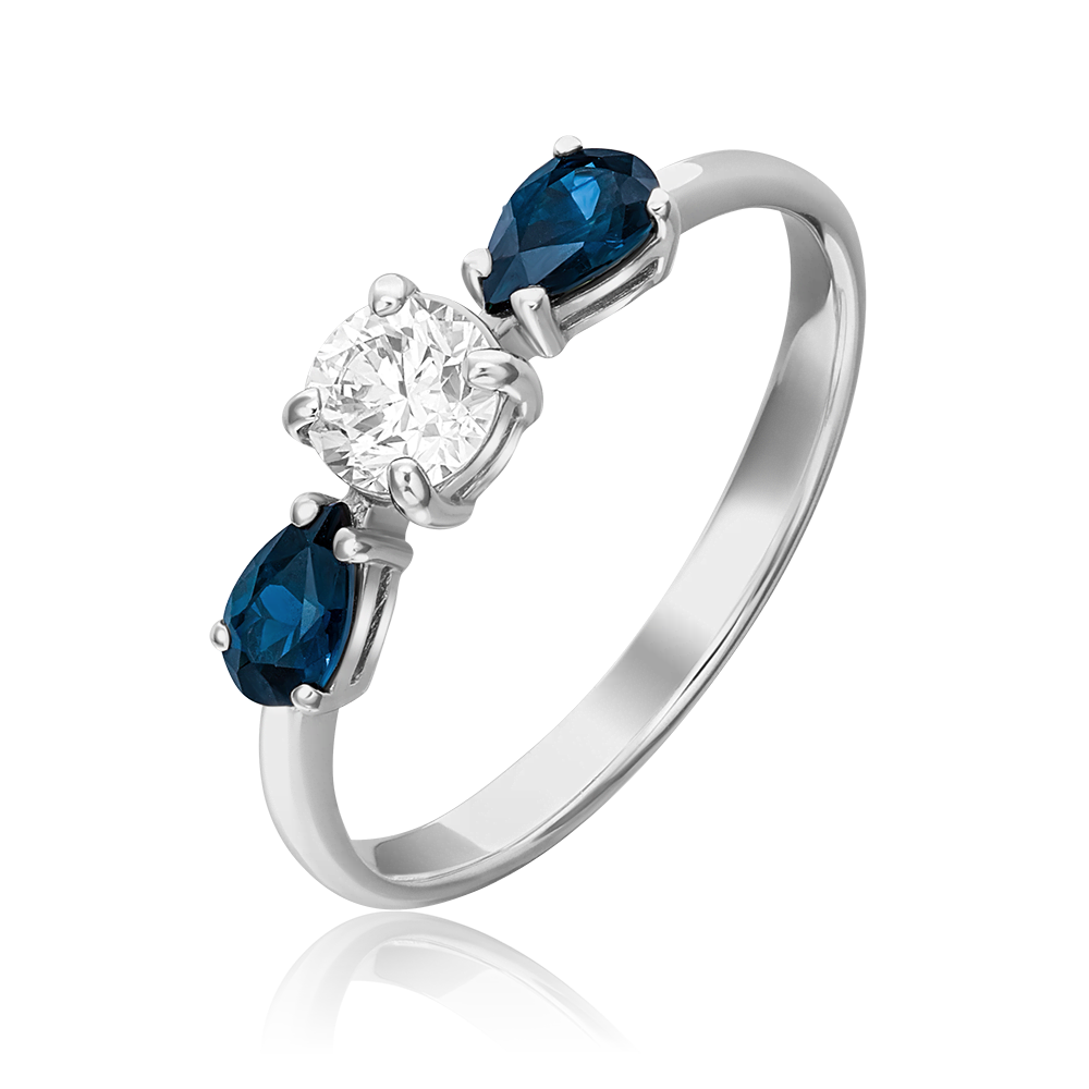 Кольцо из белого золота с сапфирами и бриллиантом 01-0490-00-105-1120-30