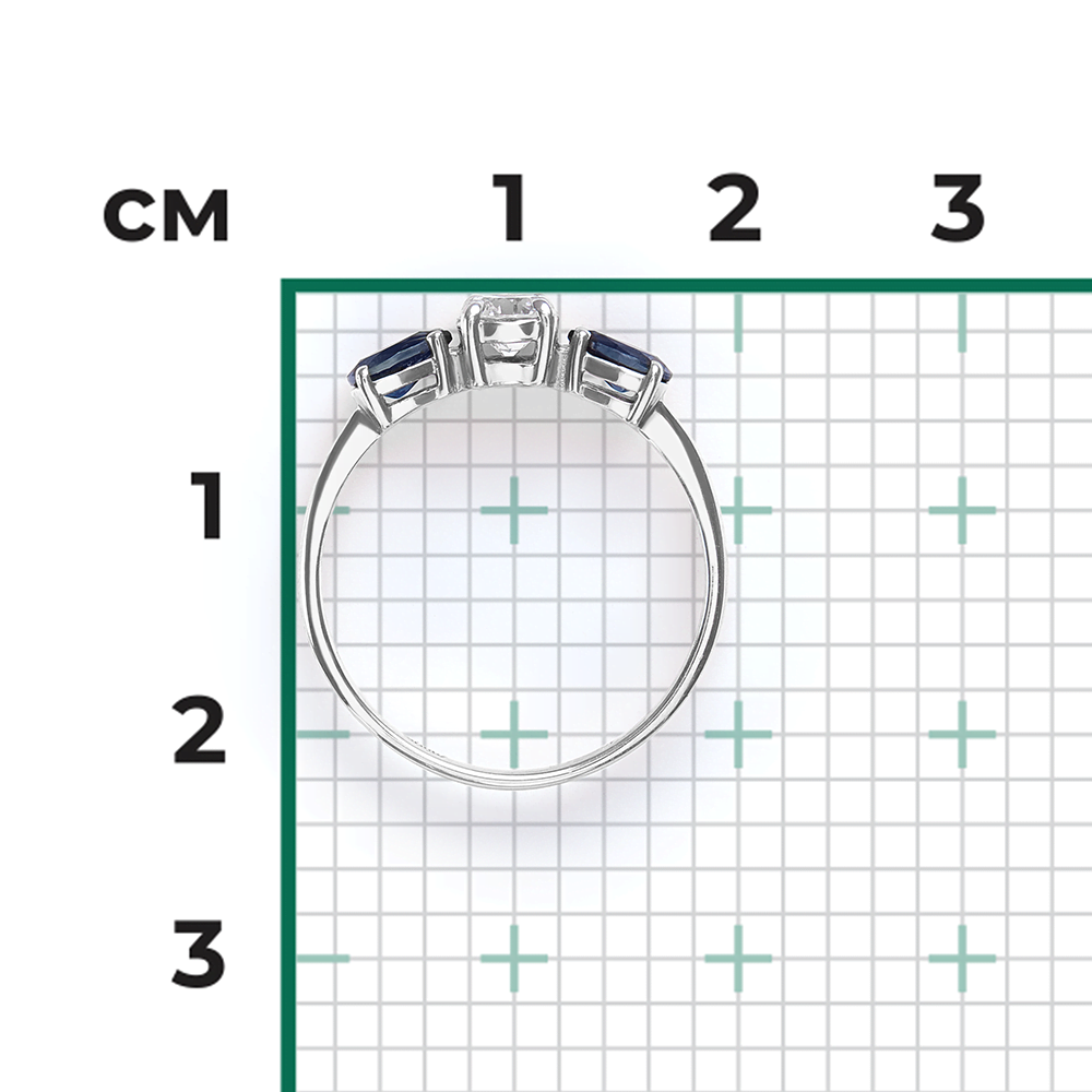 Кольцо из белого золота с сапфирами и бриллиантом 01-0490-00-105-1120-30