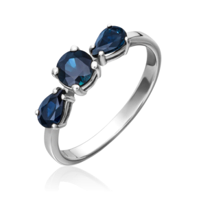 Кольцо из белого золота с сапфирами