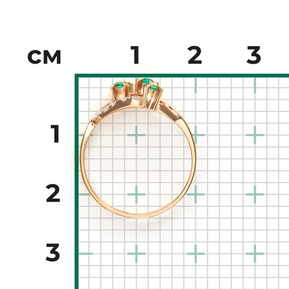 Кольцо из красного золота с изумрудами и бриллиантами 01-0039-00-106-1110-30