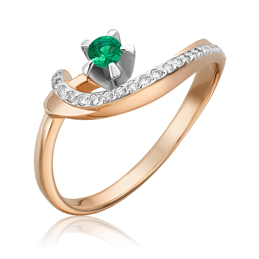 Кольцо из красного золота с изумрудом и бриллиантами 01-0047-00-106-1110-30