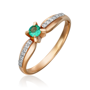 Кольцо из комбинированного золота с изумрудом и бриллиантами 01-0081-00-106-1111-30