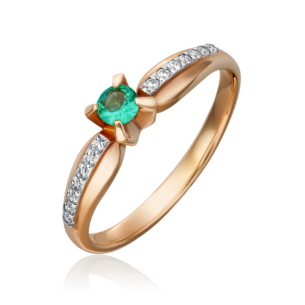Кольцо из комбинированного золота с изумрудом и бриллиантами 01-0081-00-106-1111-30