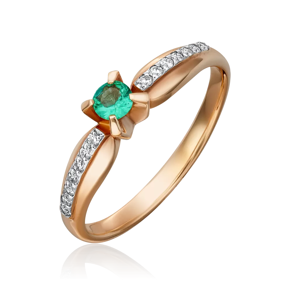 Кольцо из комбинированного золота с изумрудом и бриллиантами 01-0081-00-106-1111-30
