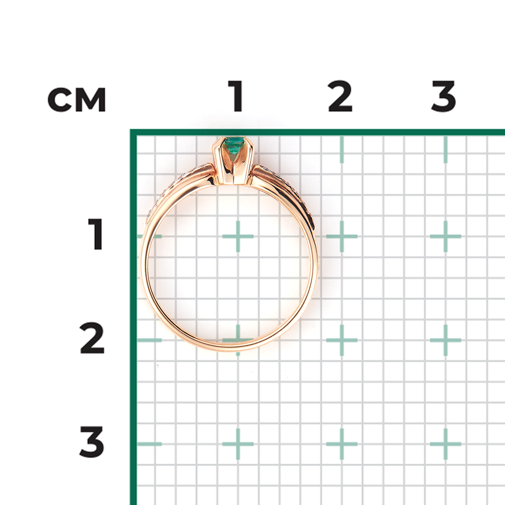 Кольцо из комбинированного золота с изумрудом и бриллиантами 01-0081-00-106-1111-30