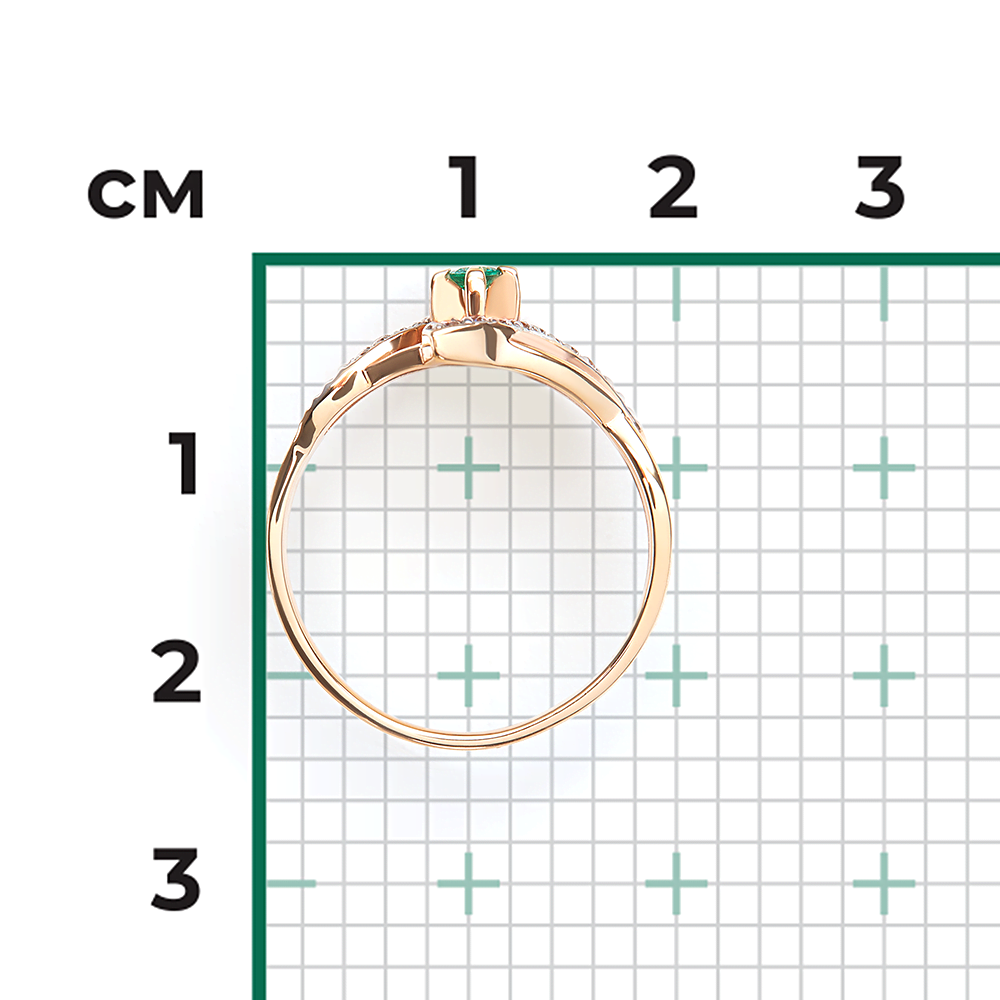 Кольцо из красного золота с изумрудом и бриллиантами 01-0091-00-106-1110-30