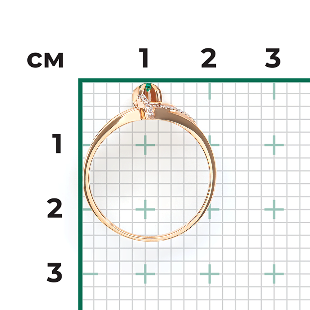 Кольцо из красного золота с изумрудом и бриллиантами 01-0109-00-106-1110-30