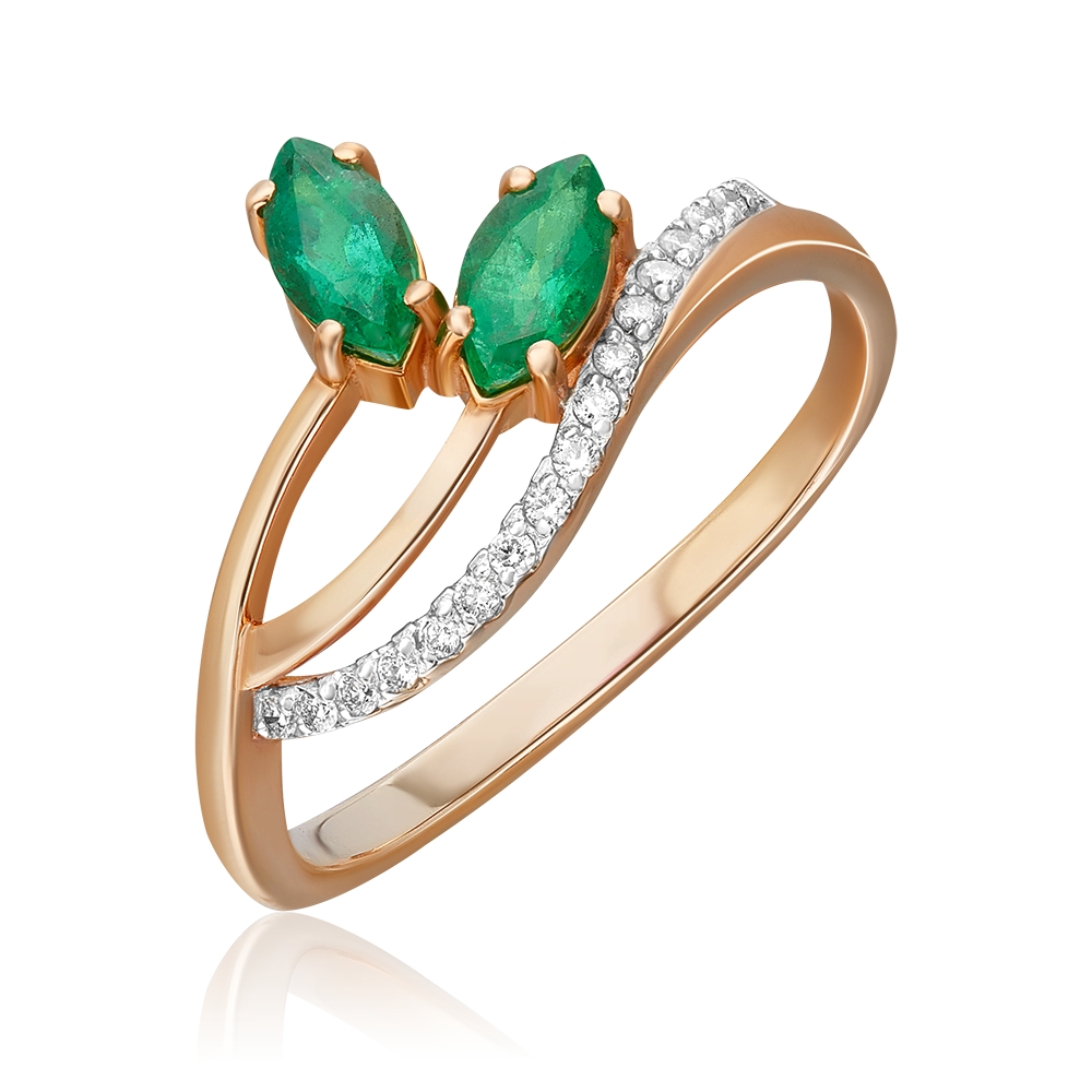 Кольцо из красного золота с изумрудами и бриллиантами 01-0121-00-106-1110-30