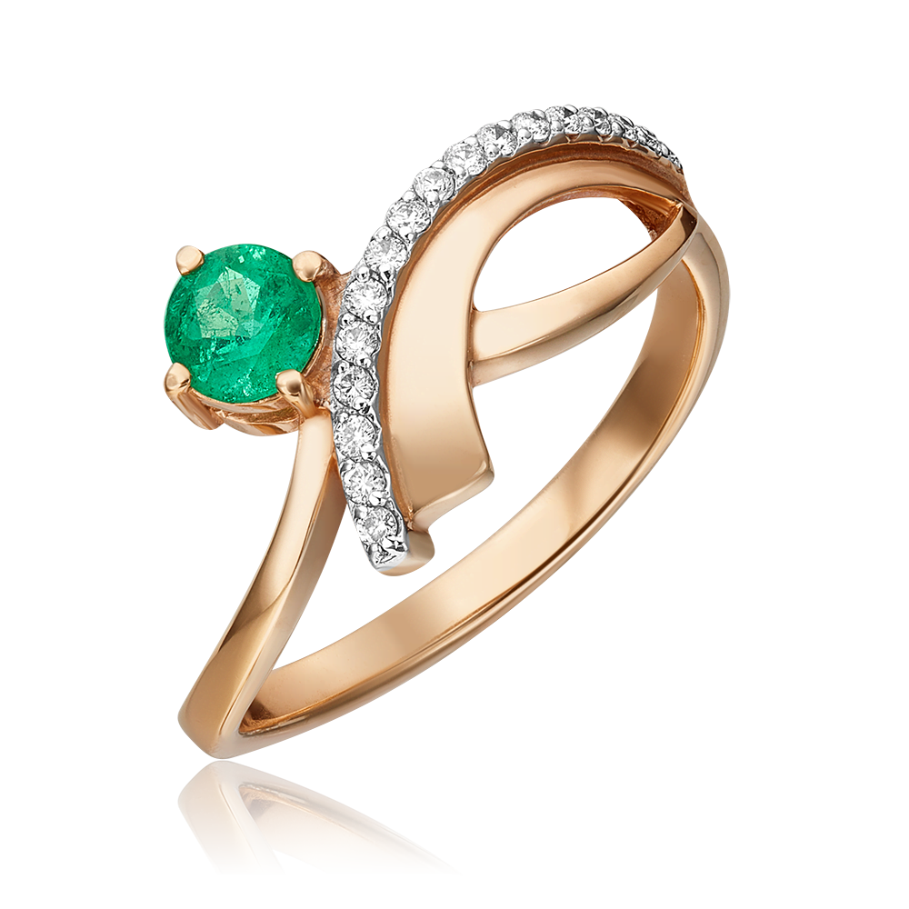 Кольцо из красного золота с изумрудом и бриллиантами 01-0125-00-106-1110-30