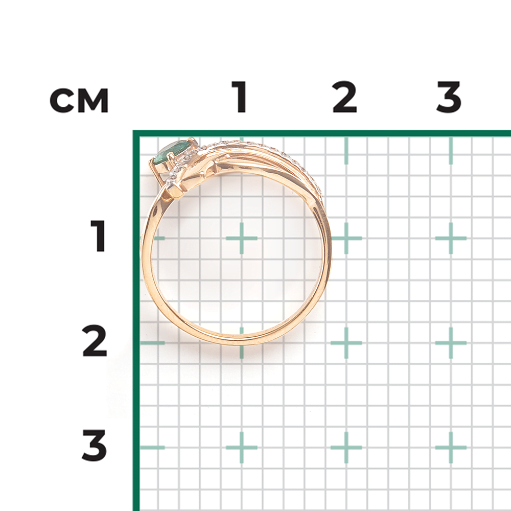 Кольцо из красного золота с изумрудом и бриллиантами 01-0125-00-106-1110-30