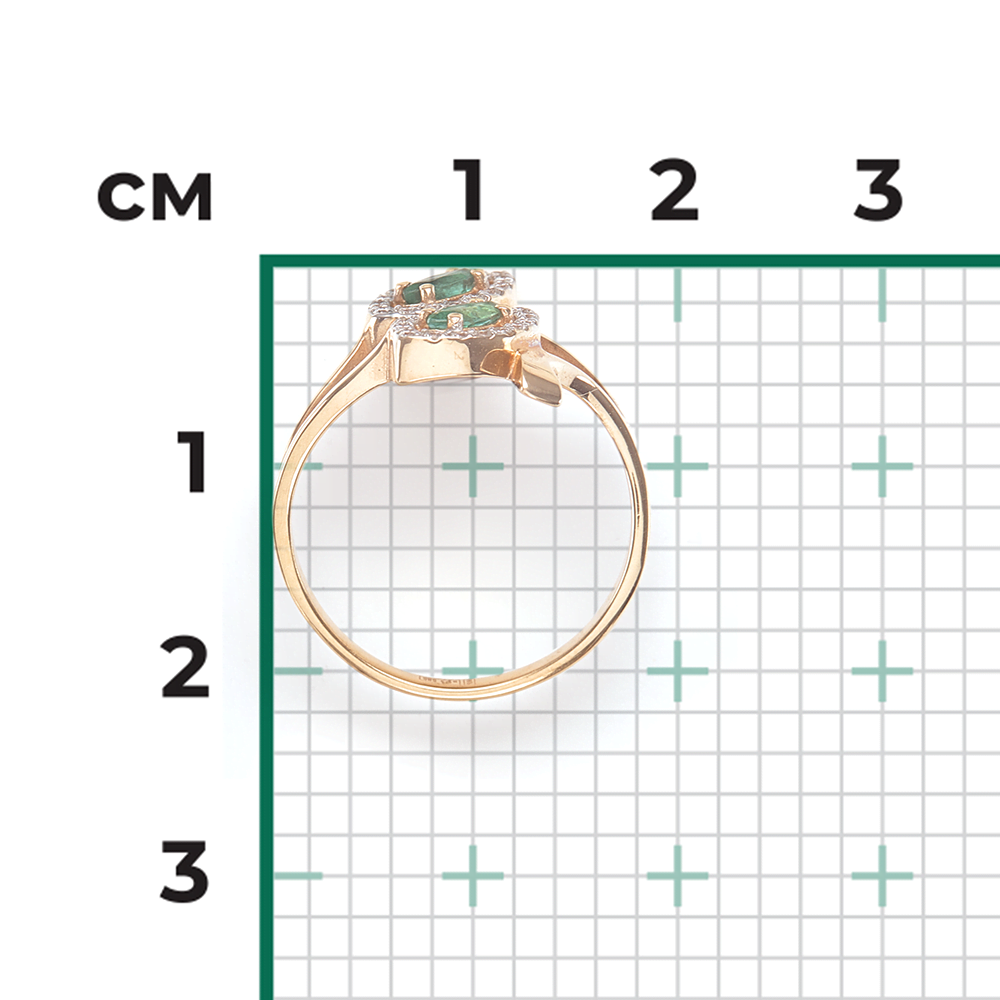 Кольцо из красного золота с изумрудами и бриллиантами 01-0127-00-106-1110-30