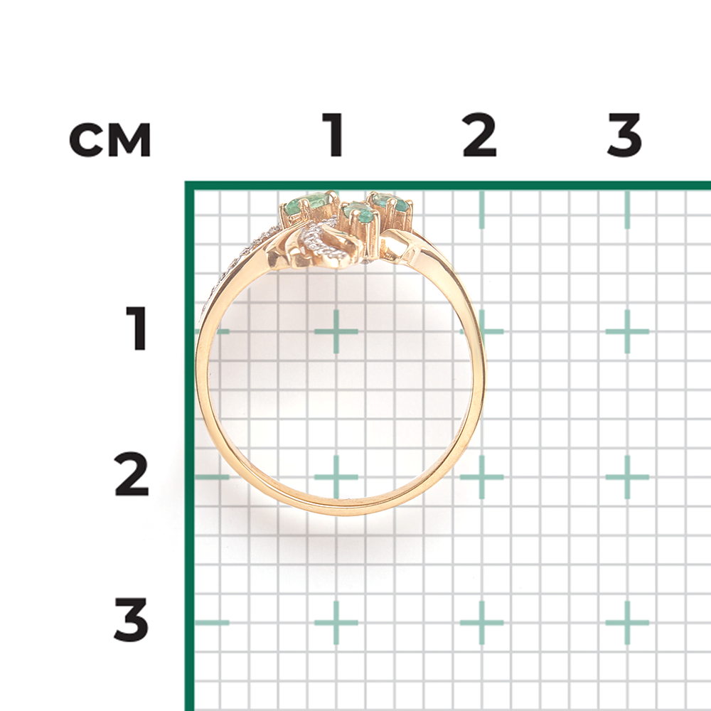 Кольцо из красного золота с изумрудами и бриллиантами 01-0129-00-106-1110-30