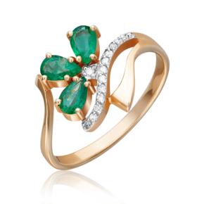 Кольцо из красного золота с изумрудами и бриллиантами 01-0133-00-106-1110-30