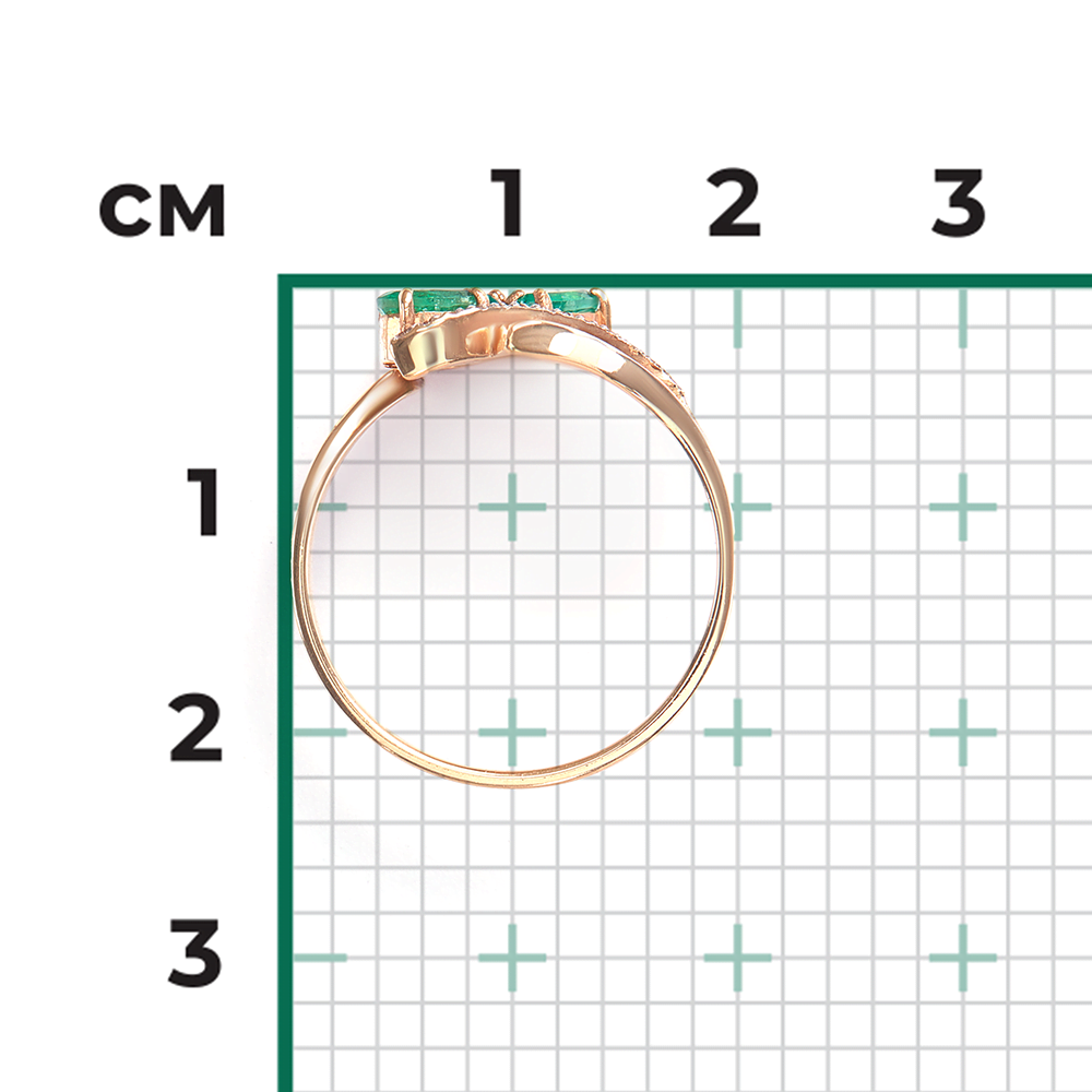 Кольцо из красного золота с изумрудами и бриллиантами 01-0133-00-106-1110-30