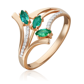 Кольцо из красного золота с изумрудами и бриллиантами 01-0137-00-106-1110-30