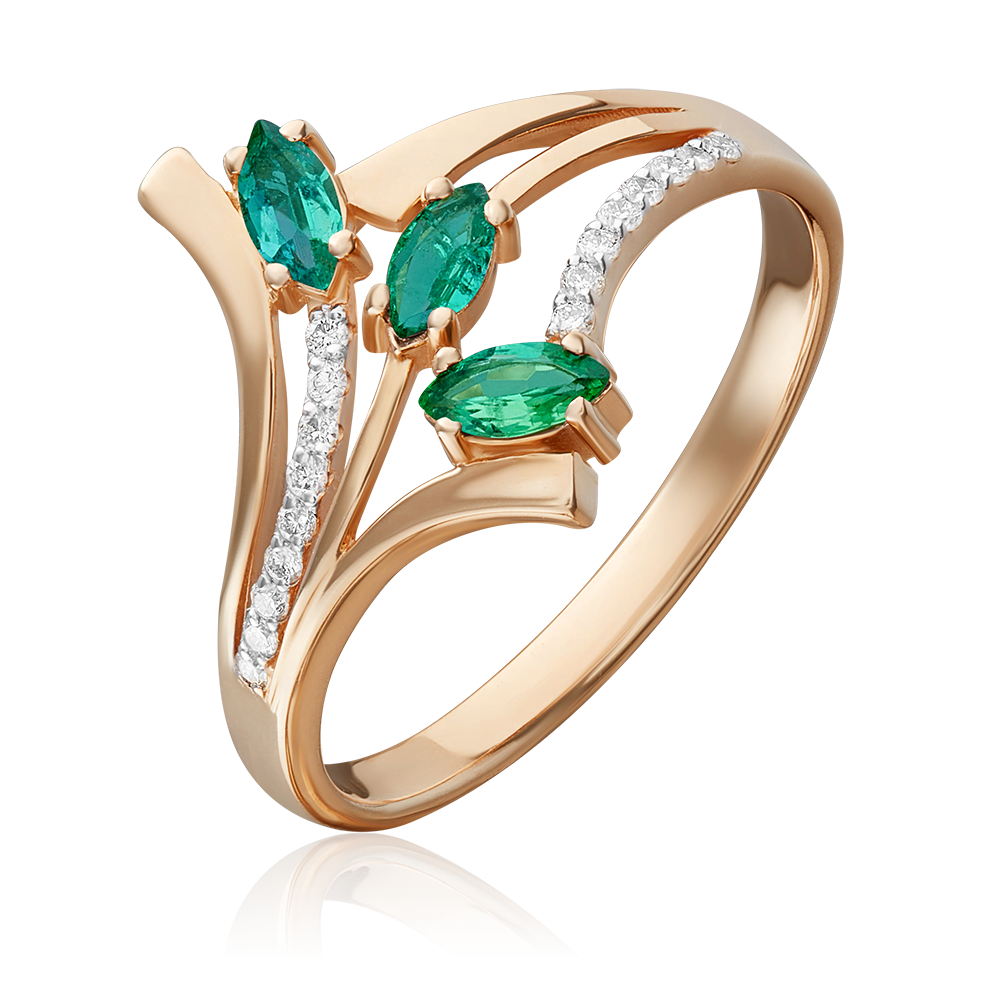 Кольцо из красного золота с изумрудами и бриллиантами 01-0137-00-106-1110-30