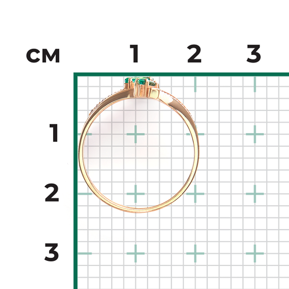 Кольцо из красного золота с изумрудами и бриллиантами 01-0137-00-106-1110-30