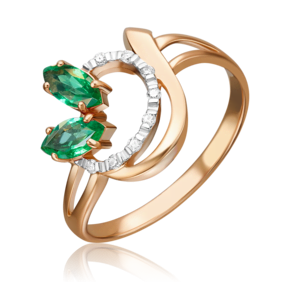 Кольцо из красного золота с изумрудами и бриллиантами 01-0139-00-106-1110-30