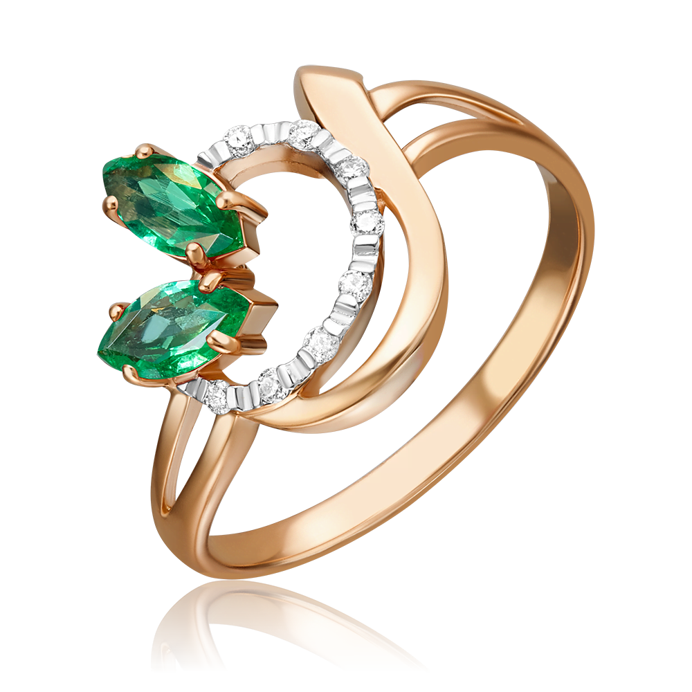Кольцо из красного золота с изумрудами и бриллиантами 01-0139-00-106-1110-30