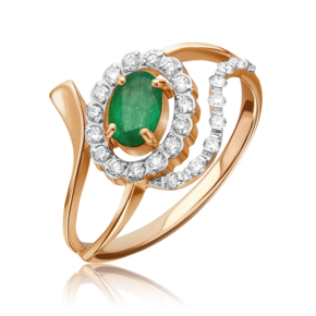 Кольцо из красного золота с изумрудом и бриллиантами 01-0145-00-106-1110-30
