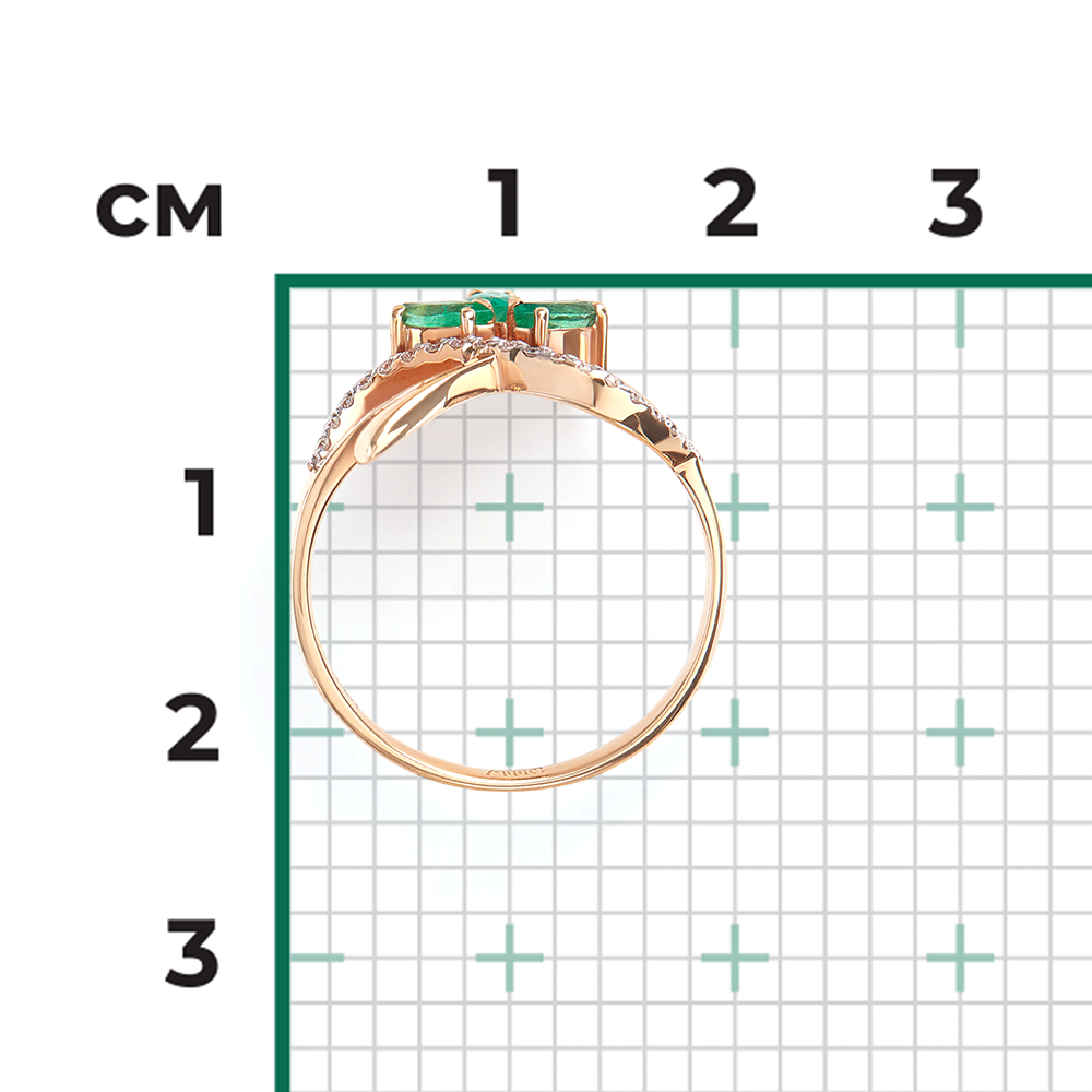 Кольцо из красного золота с изумрудами и бриллиантами 01-0171-00-106-1110-30